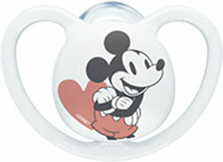 Nuk Ορθοδοντική Πιπίλα Σιλικόνης Space Mickey Λευκό με Θήκη για 18-36 μηνών