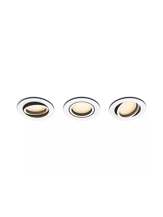 Philips Milliskin Στρογγυλό Χωνευτό Σποτ με Ντουί GU10 Λευκό 3τμχ