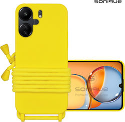 Silikonhülle mit Trageband Carryhang Sonique Xiaomi Redmi 13c 4g Redmi 13c 5g Poco C65 4g Gelb
