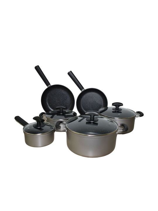 Dream House Pots Set of Stainless Steel with Non-stick Coating 10pcs