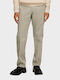 Pantaloni Chino Elastic cu Croială Slim Bej