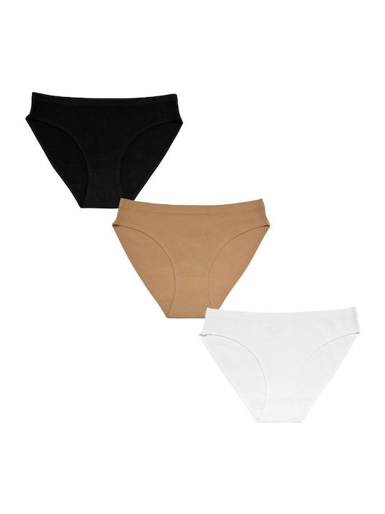 Mini Slip 3er Pack Nahtlose Schwarz Beige Weiß