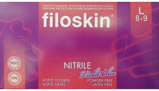 Filoskin Violet Large Γάντια Νιτριλίου Χωρίς Πούδρα σε Μπλε Χρώμα 100τμχ