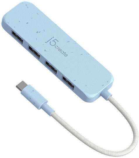 J5create USB 3.0 Хъб 4 порта с връзка USB-C