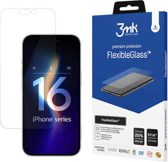 3MK Flexibleglass Keramik Antibakterielles Gehärtetes Glas (Apple iPhone 16 Plus)