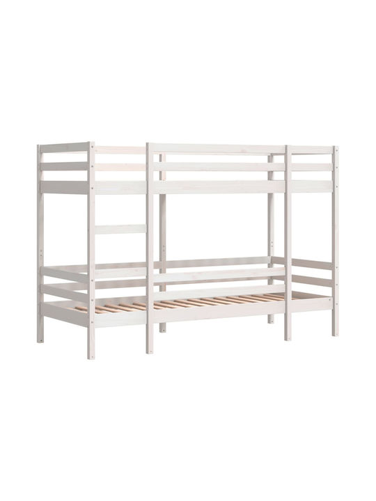 Wood Kids Bed Bunk Single White for Mattress 80...