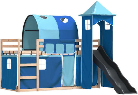 Kids Bed Loft Bed Single Blue for Mattress 80x200cm