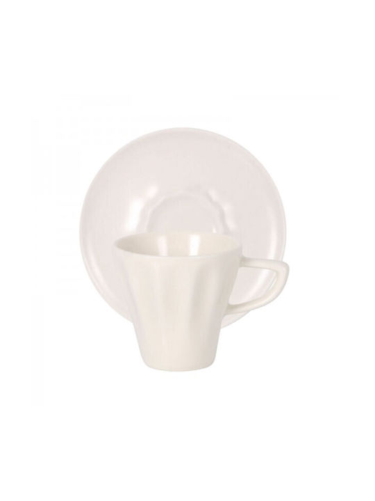 Bonna Set Căni Maro De ceramică Albe 80ml 6buc
