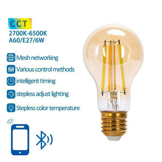 Aigostar Смарт крушка LED 6W за фасунга E27 и форма A60 Регулируем бял цвят