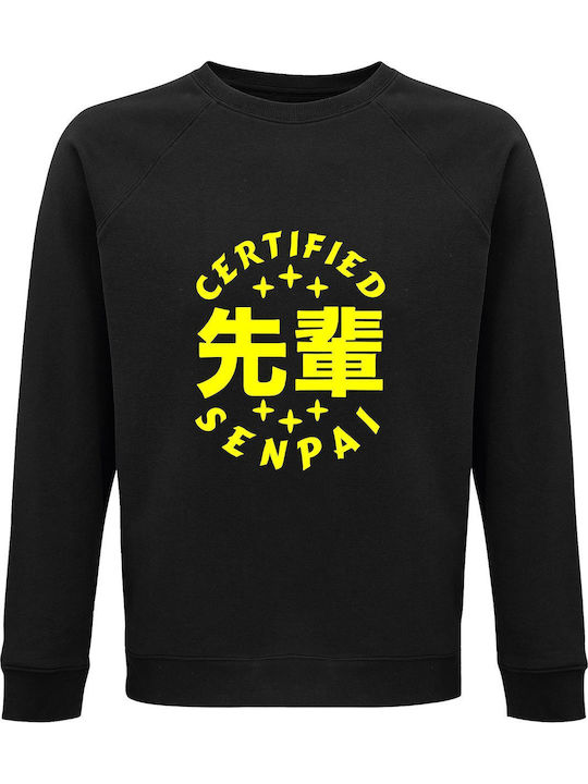 Hanorac unisex organic "Certified Senpai Anime Manga Japonez" negru