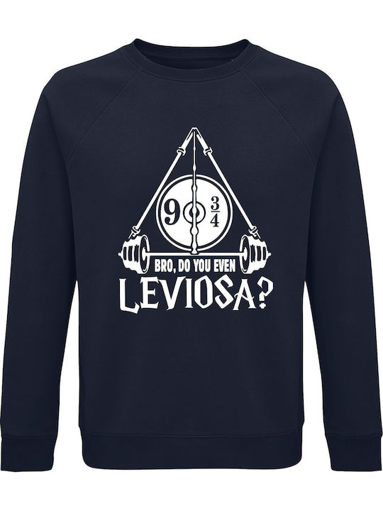 Sweatshirt Unisex Organic " Harry Potter Bro Do You Even Leviosa? " French Navy