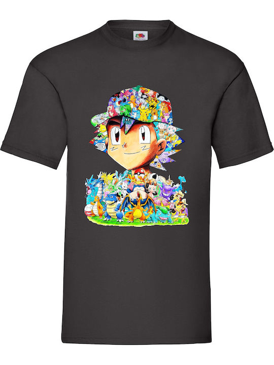 Μαύρη Μπλούζα Pokemon Ash Ketchum Pikachu Original Fruit Loom 100% Βαμβάκι No25