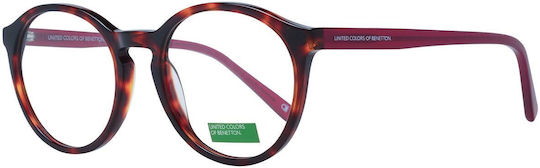 Benetton Weiblich Kunststoff Brillenrahmen Katzenauge Braun BEO1069 103