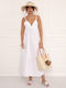 White White Midi Dress with Straps