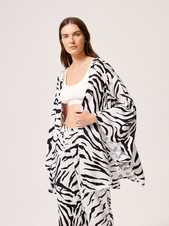 Diverse Women's Kimono Beachwear Black-white