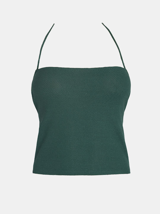 Backless Top with Crisscross Strings Green