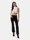 Crop Top Fără Mâneci Cu Guler Înalt Alb