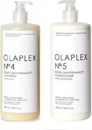 Olaplex Bond поддръжка Сет Ремонтен шампоан No 4 1000ml + Ремонтен балсам No 5 1000ml