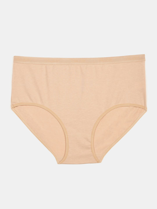 High-Waisted Beige Briefs