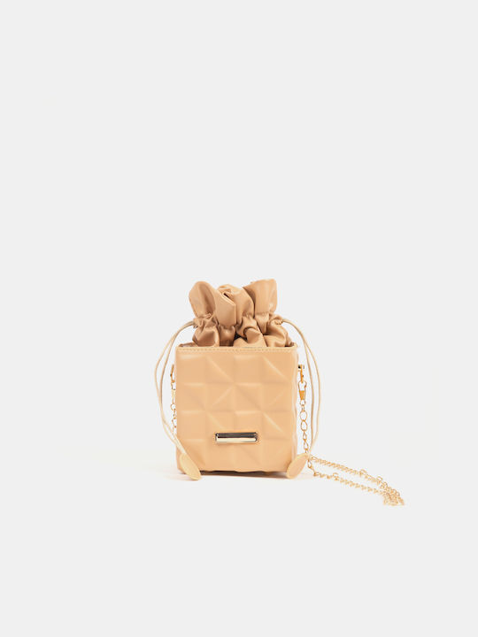 Cube Quilted Chain Bag Beige Beige