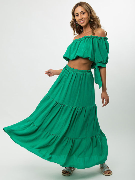 Green Ruffle Skirt Set