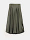 Midi A-line Satin Skirt Khaki Khaki