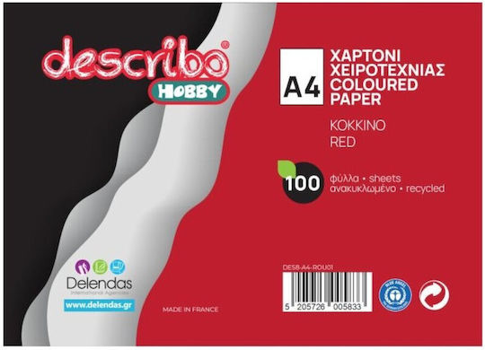 Carton craft A4 pachet de 100 foi Rosu Des8-a4-rou01