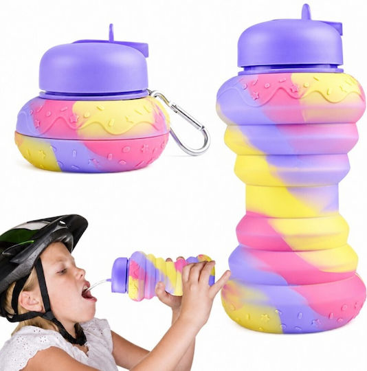 Melii Sticlă Pentru Copii Din Silicon Cu Pai 600ml (Diverse Modele/Culori)