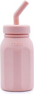 Melii Kids' Silicone Water Bottle with Straw Pink 230ml