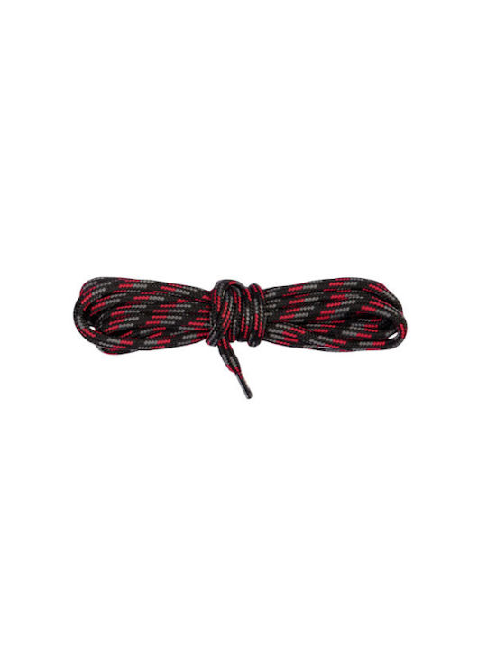 Bergal Trekking Laces Grey Red Black 150cm Στρογγυλα Χοντρα Ορειβατικα Κορδονια Πλεξη Χρωματα Κοκκινο Γκρι Μαυρο 150 Εκατοστα
