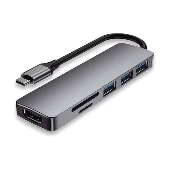 6in1 USB-C Docking Station mit HDMI 4K Gray