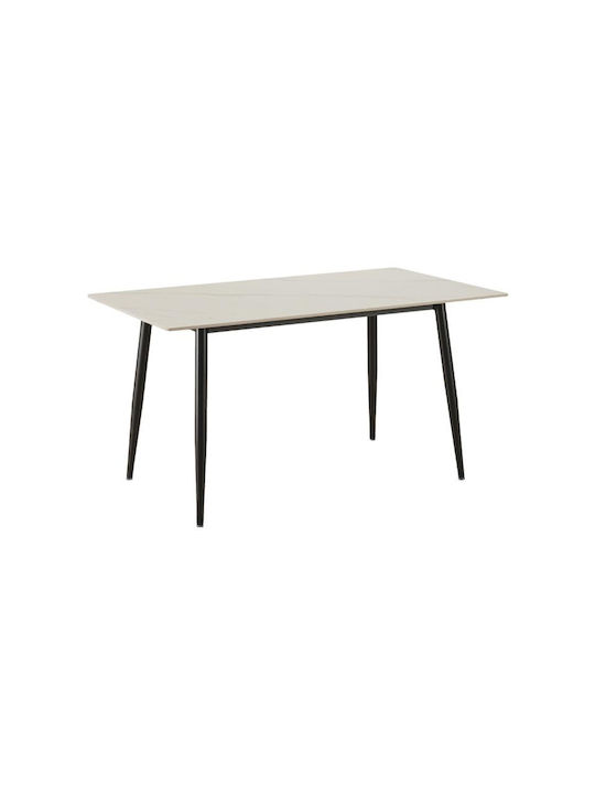 802 Tisch Speisesaal mit Steinoberfläche White 140x80x75cm