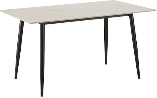 802 Tisch Speisesaal mit Steinoberfläche White 140x80x75cm