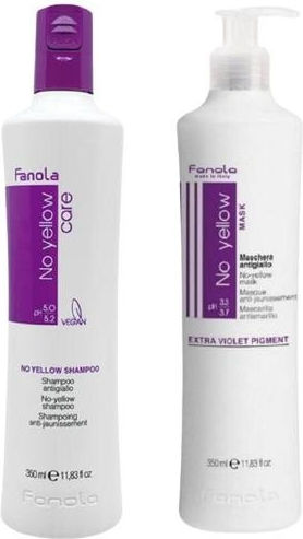 Pachet anti-ton galben 2 șampoane Fanola No Yellow de 350 ml și mască de 350 ml