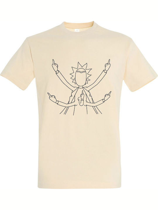T-shirt Unisex " Rick Morty Fuck World " Cream
