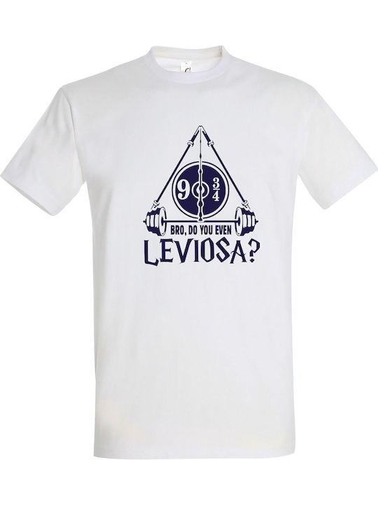 Tricou unisex "Harry Potter Bro Do You Even Leviosa?" alb