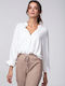 Rock Club Women's Blouse with V Neckline White