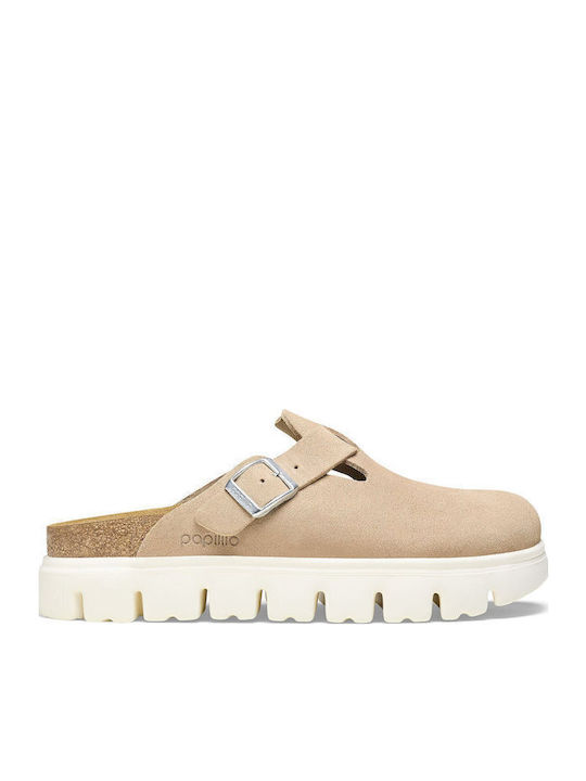 Birkenstock Boston PAP Leather Mules Beige 1026176