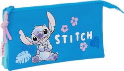 Safta Stitch Pencil Case with 3 Compartments Blue