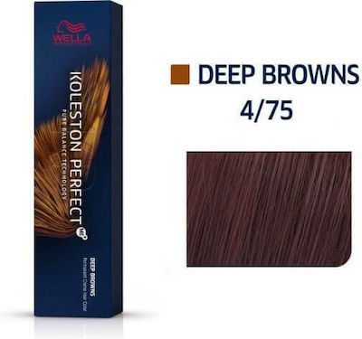 Wella Koleston Perfect Me+ Deep Browns Βαφή Μαλλιών 4/75 Καστανό Καφέ Μαονί 60ml