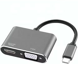 17842 USB-C male σε HDMI / VGA 2x female