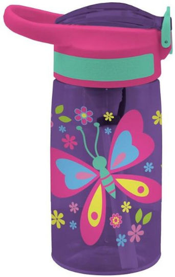 Must Team Kids Water Bottle Butterfly Plastic with Straw Butterfly 500ml
