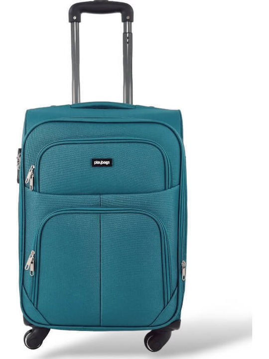 Playbags Fw877 Cabin Travel Suitcase Fabric Petrol with 4 Wheels Height 55cm
