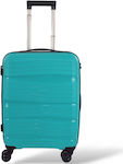 Playbags Cabin Travel Suitcase Hard Aqua with 4 Wheels Height 55cm.