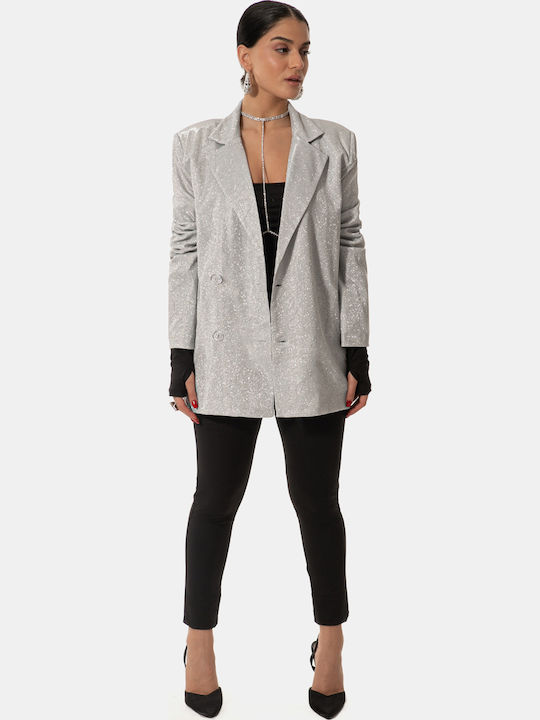 Glitter Effect Silver Silver Blazer