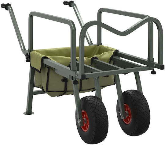 Fishing Trolley 2 Wheels Green Steel Powder Coated 135-145 X 55 X 70 Cm
