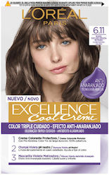 Μόνιμος Χρωματισμός Κρέμα L'oreal Make Up Excellence Cool Creme 6.11-rubio Oscuro Ceniza