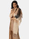 Kariertes Schal mit Fransen Beige Beige