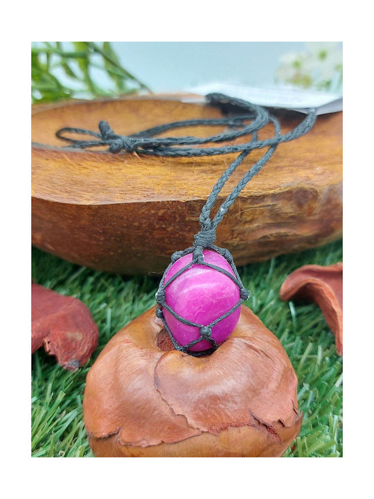 Macrame Necklace with Polished Pink Agate