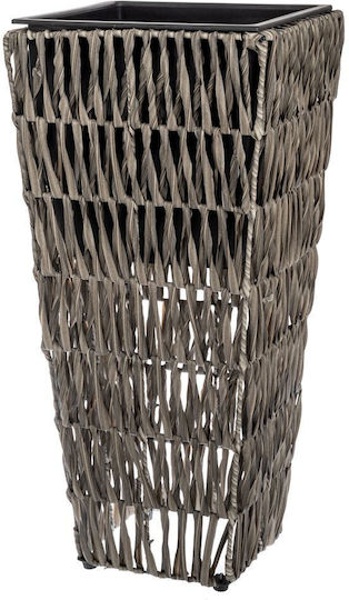 Iliadis Ghiveci Rattan Maro cu suport 28x28x60εκ.